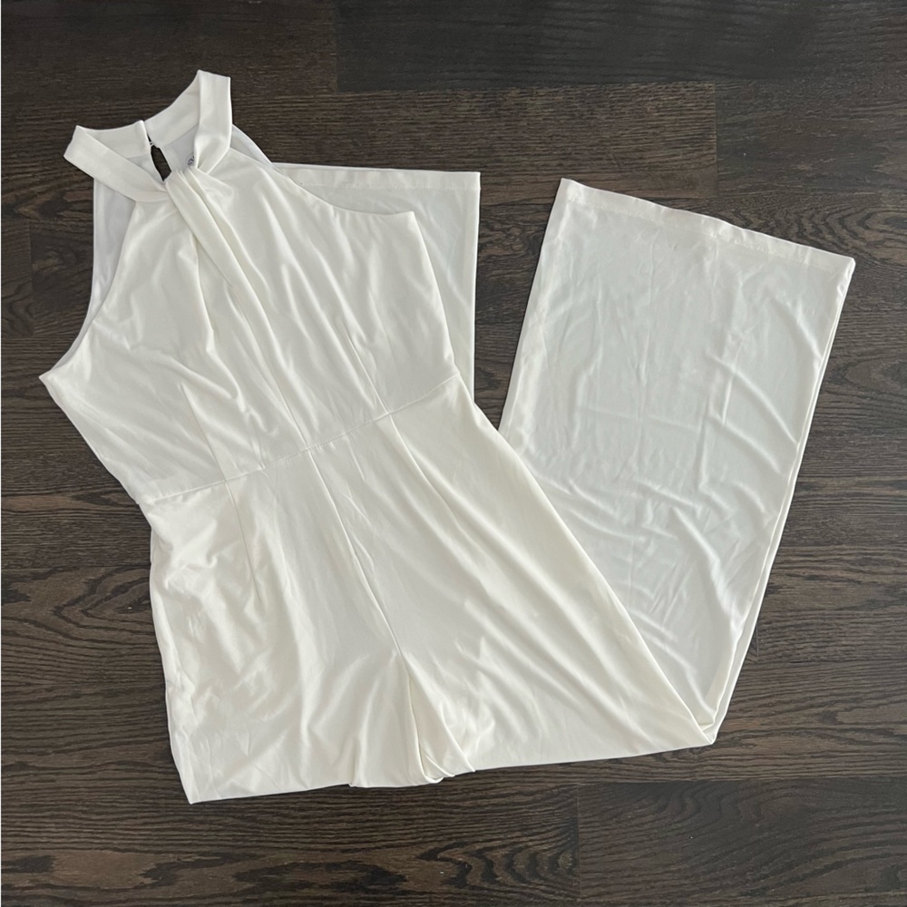 Nina Leonard Twist Halter Jumpsuit